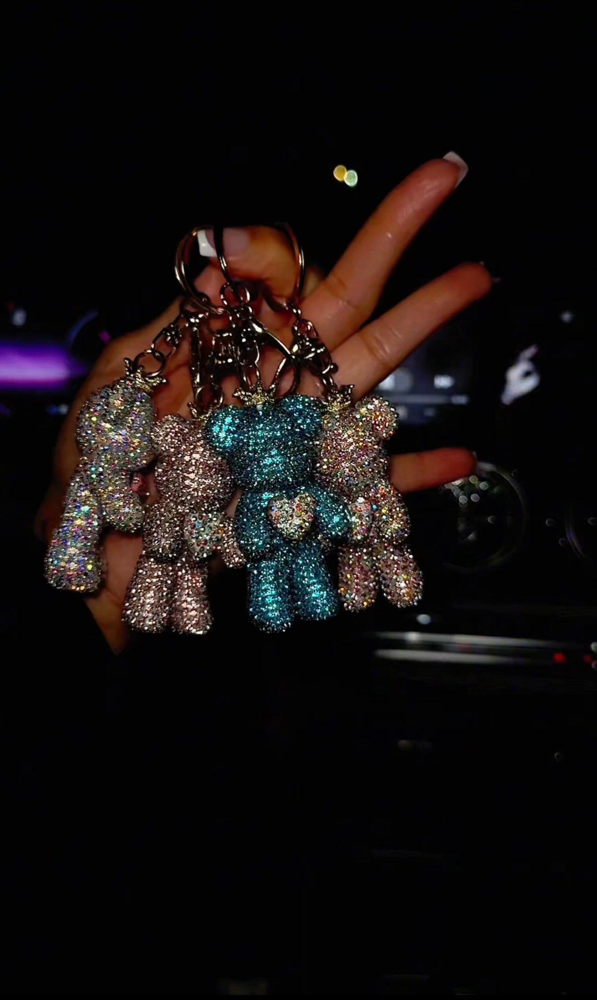 Rhinestone Crowned Teddy Bear Charm